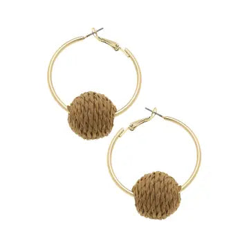 Wicker Bead Hoop Earrings