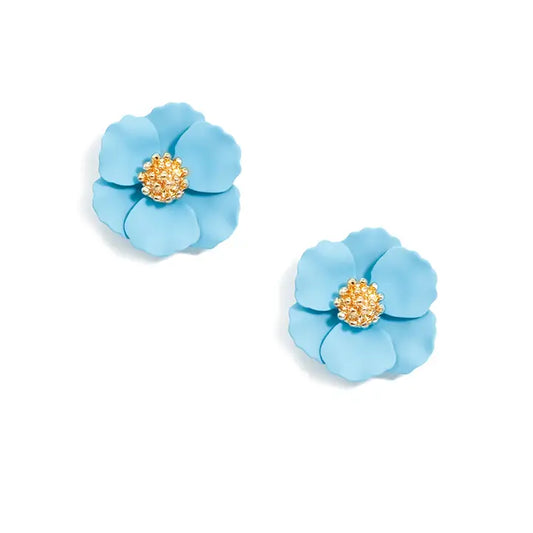 Light Blue Floral Stud Earrings