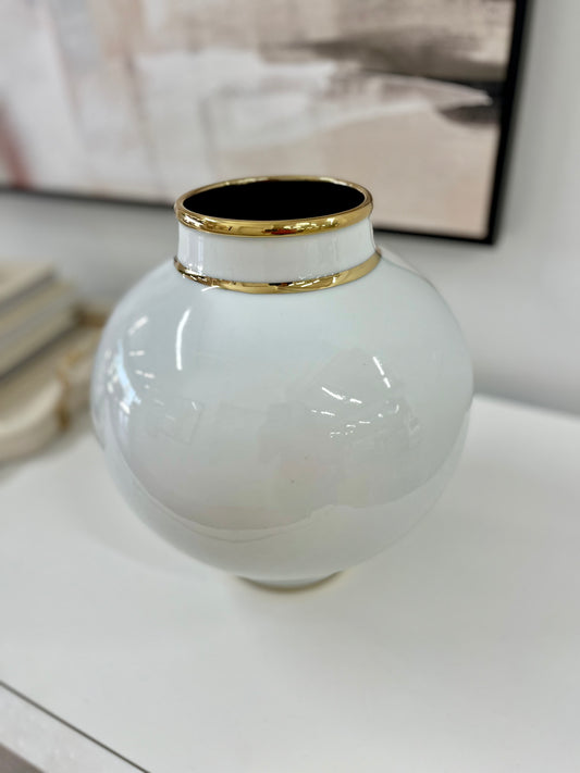 White Vase w/Gold Trim