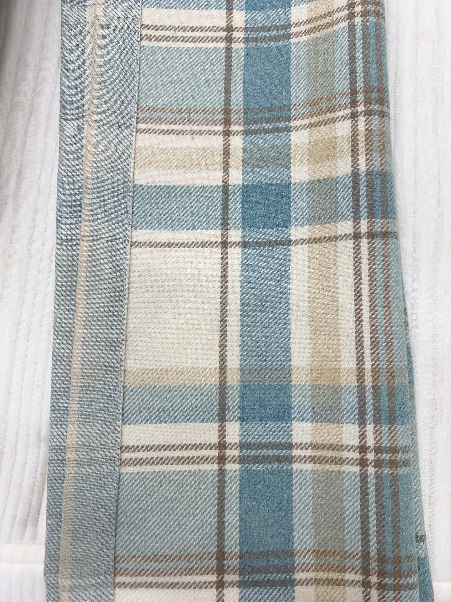 Light Blue & Cream Tartan Bed Runner 20"x100"