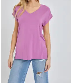 Purple Oversized V-Neck Top