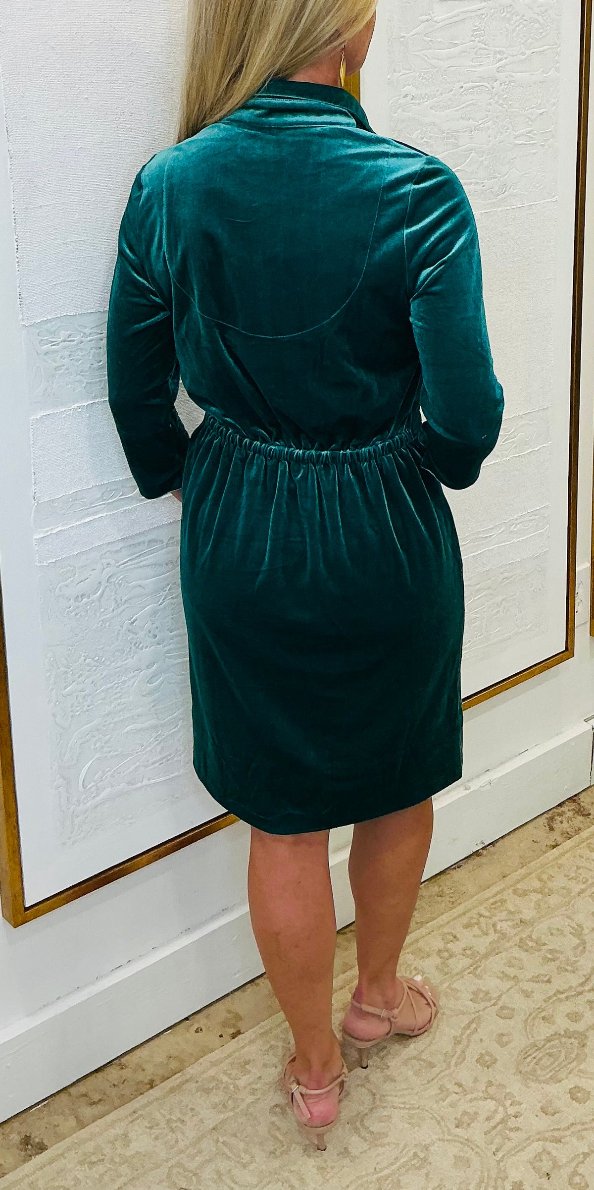 Emerald Silky Velvet Dress
