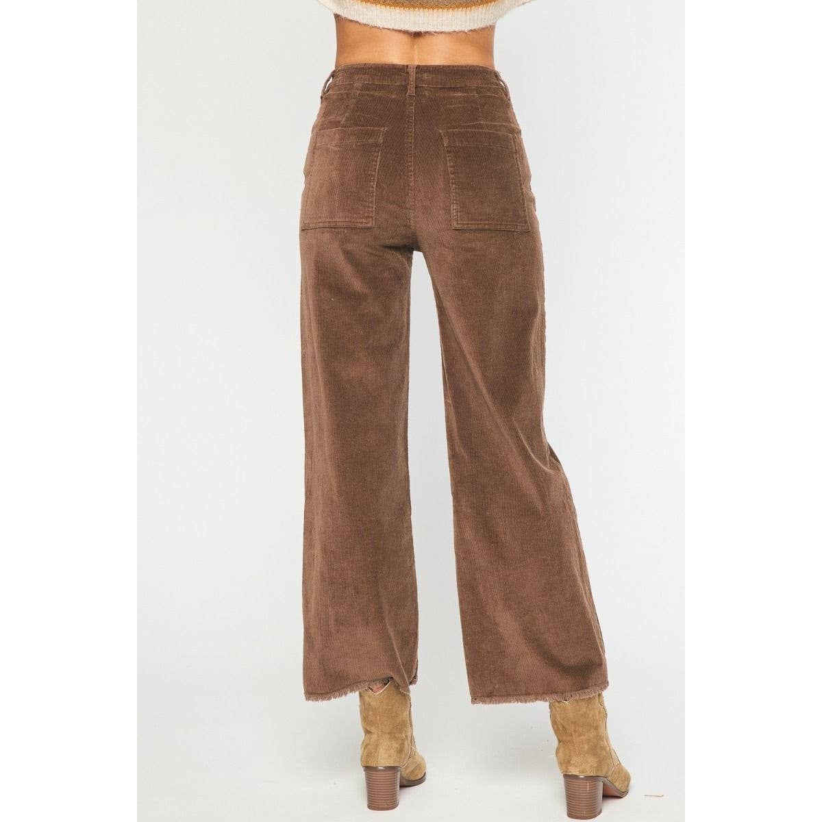 Brown Corduroy Wide-Leg Pants