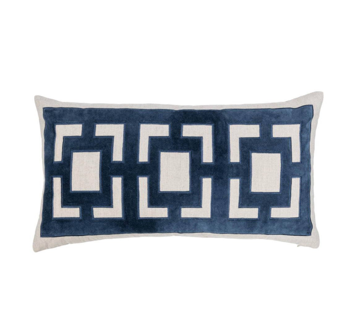 Lattice Lumbar Pillow Navy 14x26