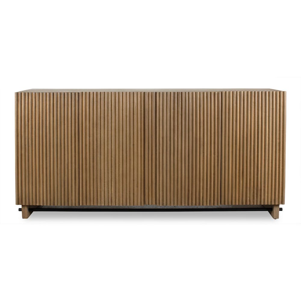 Ribbed Wood 4 Door Cabinet 64"x31"