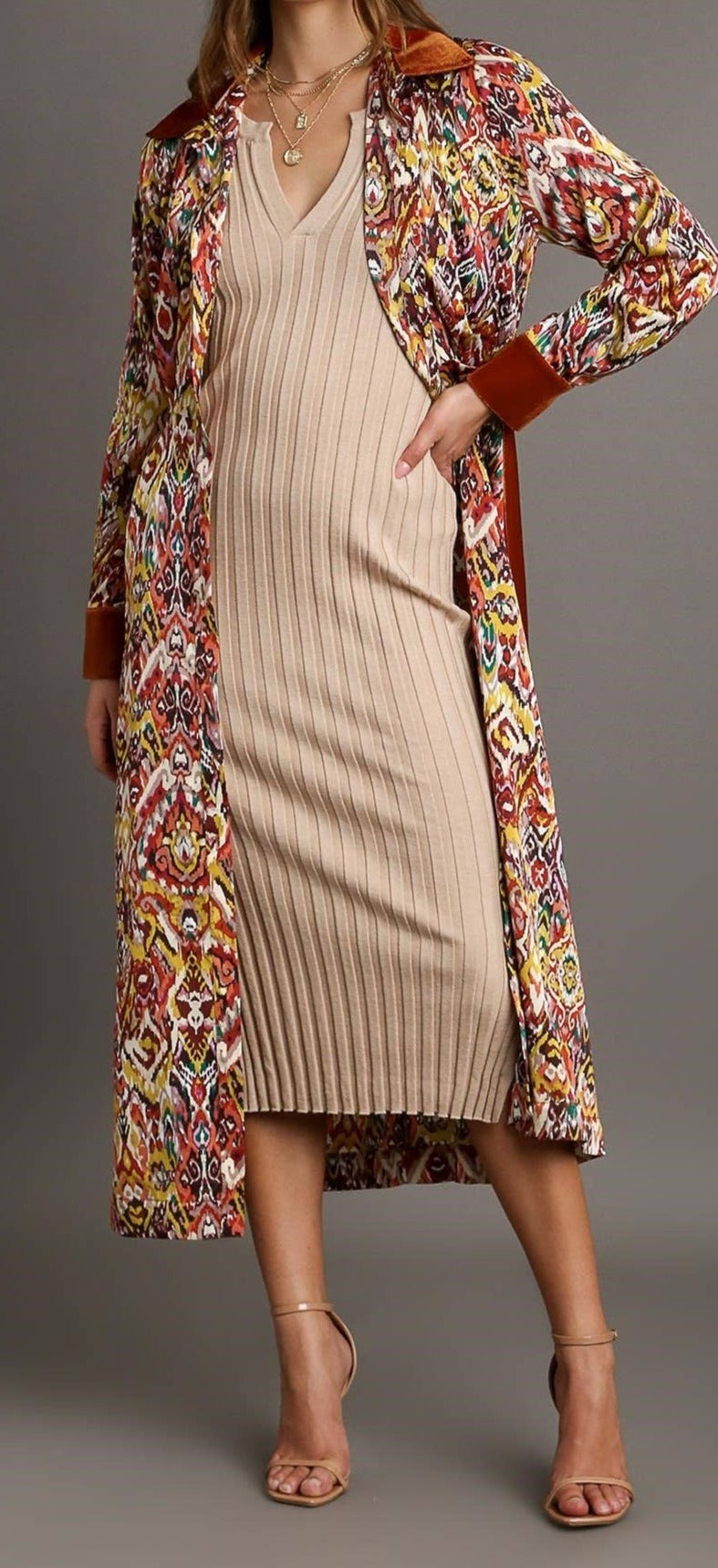 Copper Multi Midi Dress
