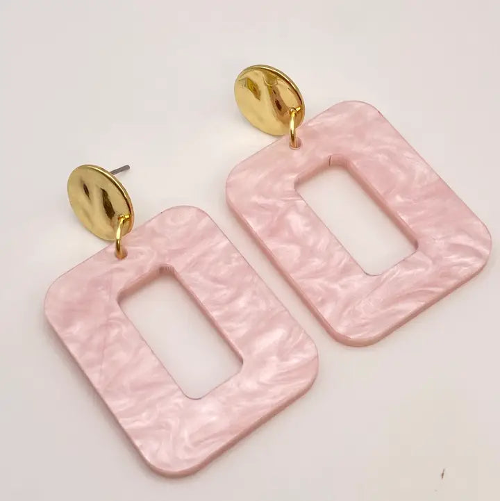 Pink Marbled Earrings