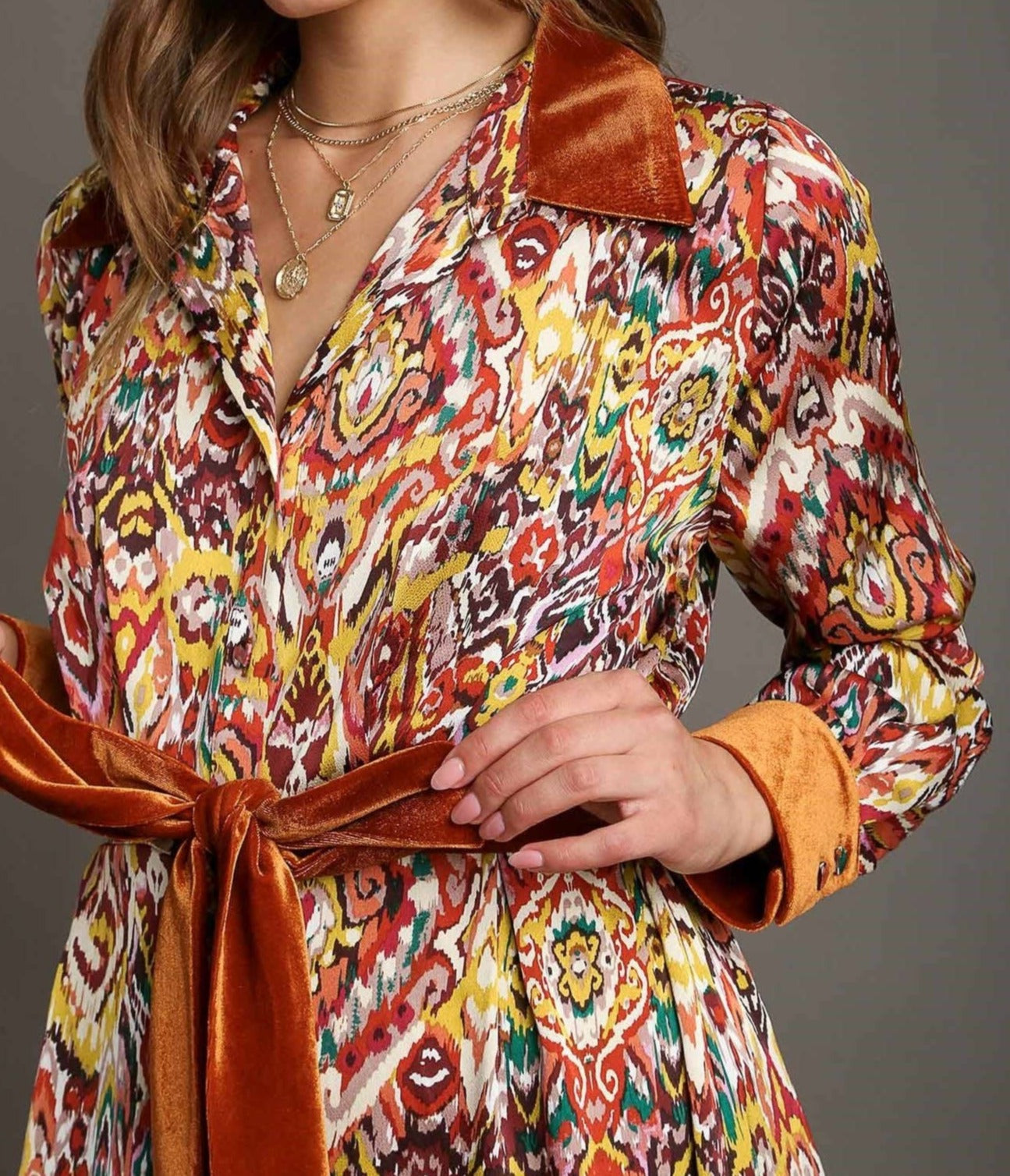 Copper Multi Midi Dress