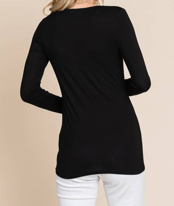 Black V Neck Layering Top