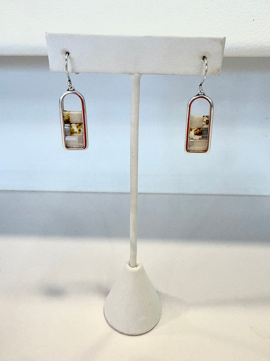 Silver Ivory Stone Earrings