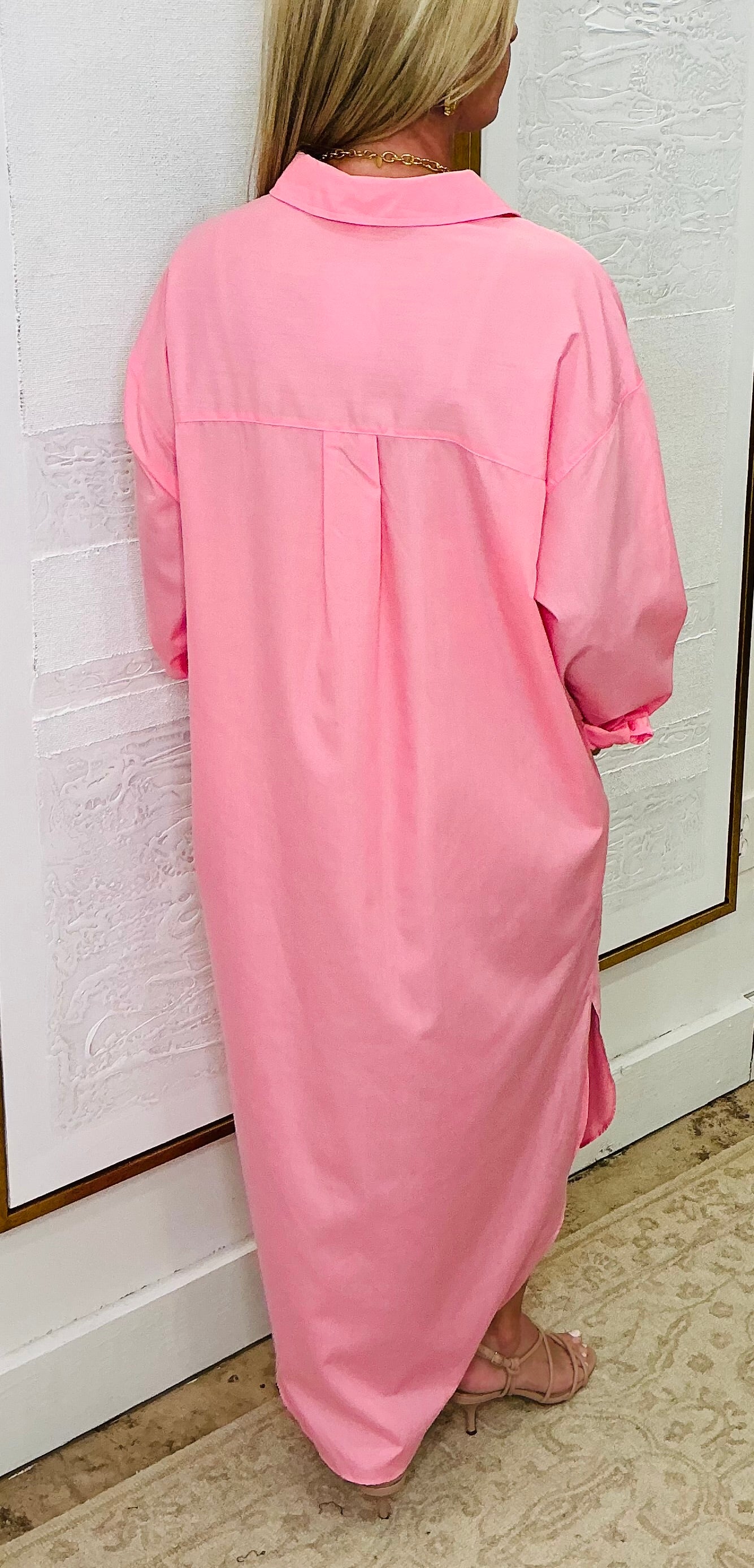 Pink Collared Maxi Dress