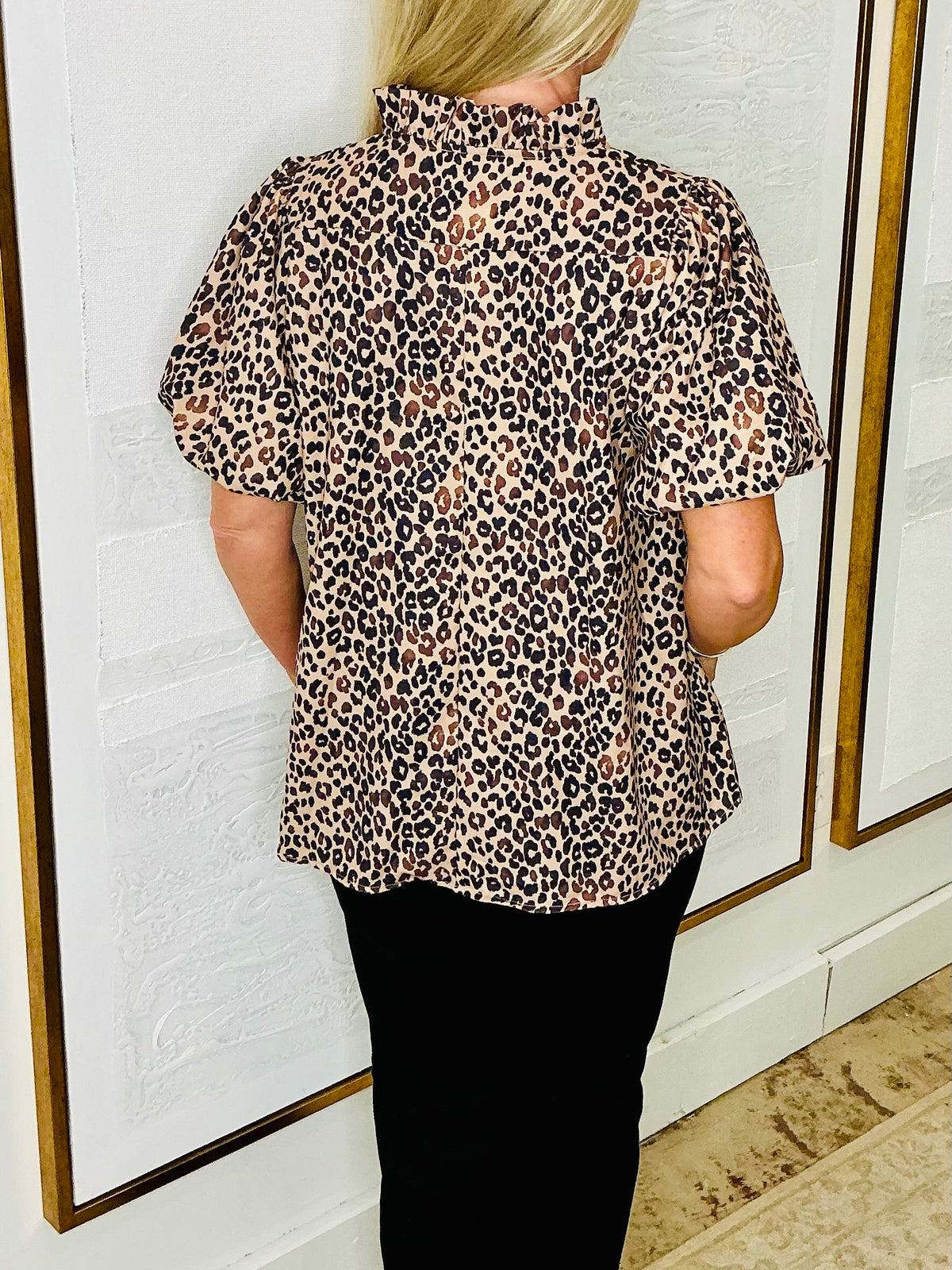 Leopard Puff Sleeve Top
