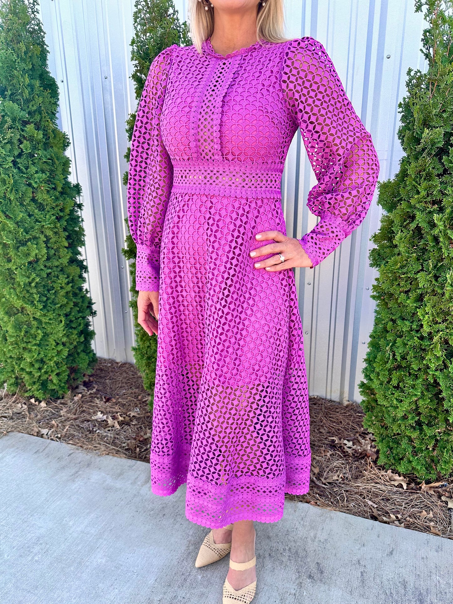 French Lace Dress-Light Plum