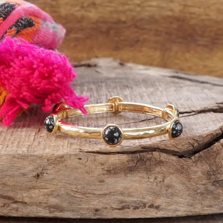 Jeweled Golden Bangle / Shiny Gold Black