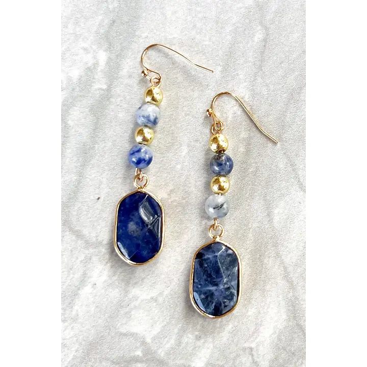 Blue w/Gold Dangle Earring