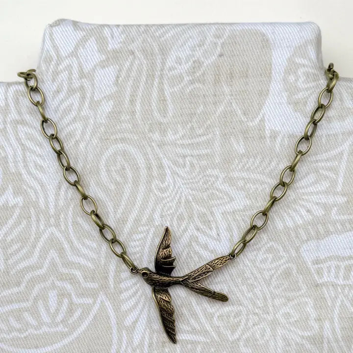 Bronze Necklace w/Bird Charm