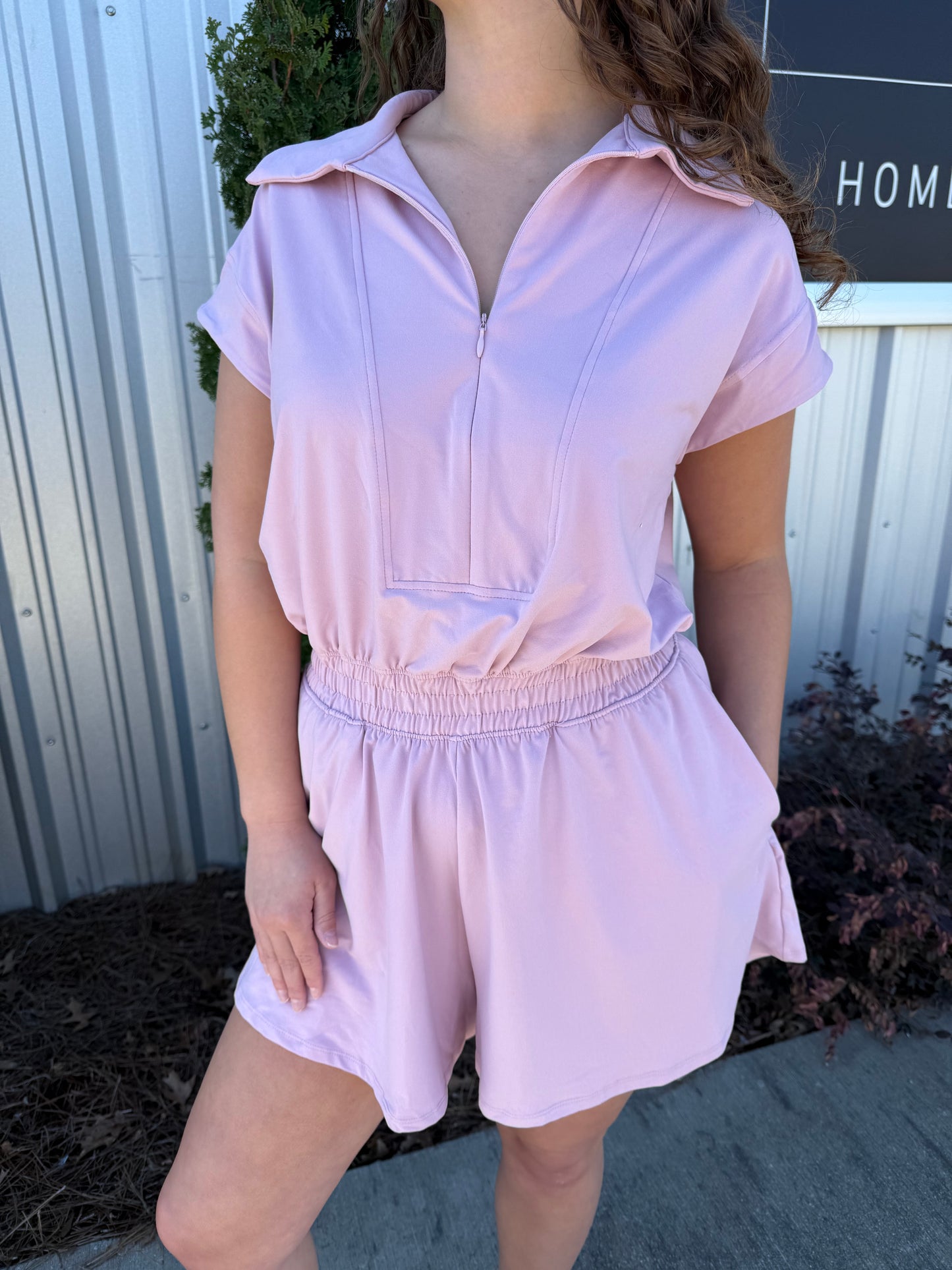 Mauve Short Sleeve Romper