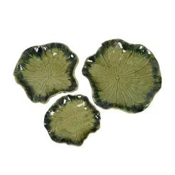 Green Ceramic Floral Wall Trays S/3