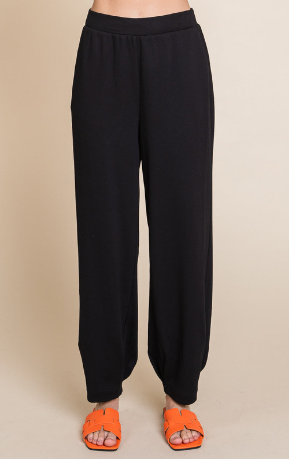 Black Knit Tapered Ankle Pants