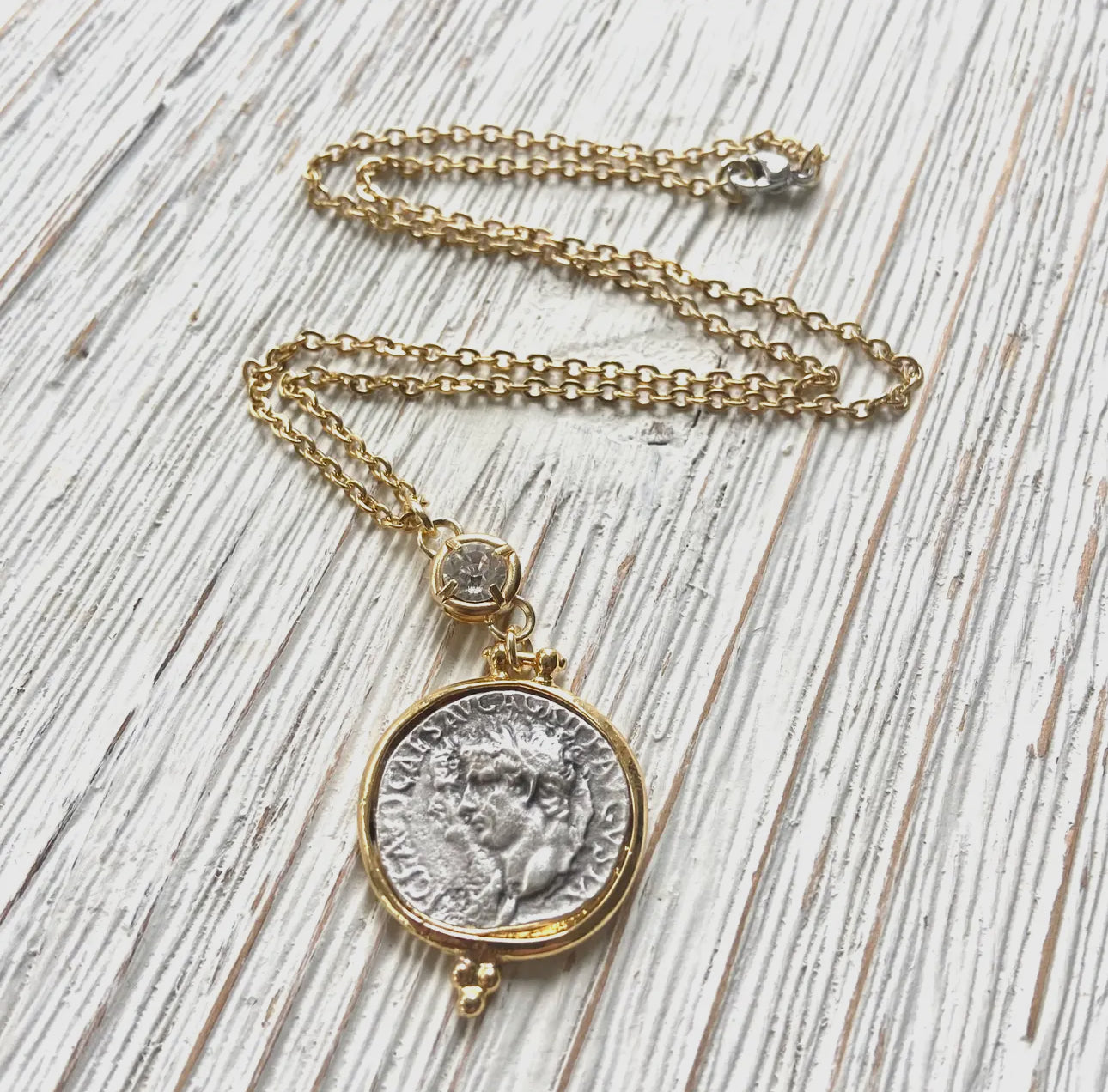 Greek Coin Necklace/Non Tarnishing 18”