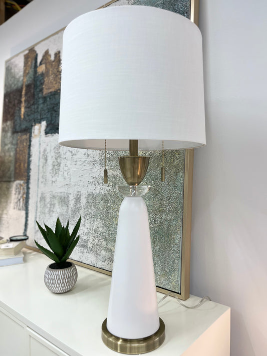 White Steel Table Lamp 33"h
