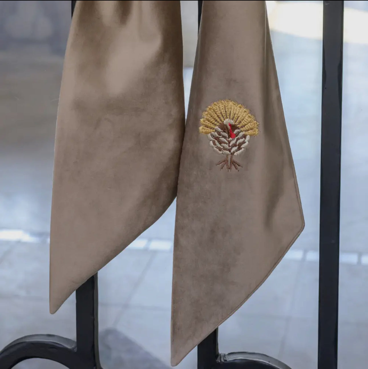 Velvet Sash Taupe w/ Turkey 55”