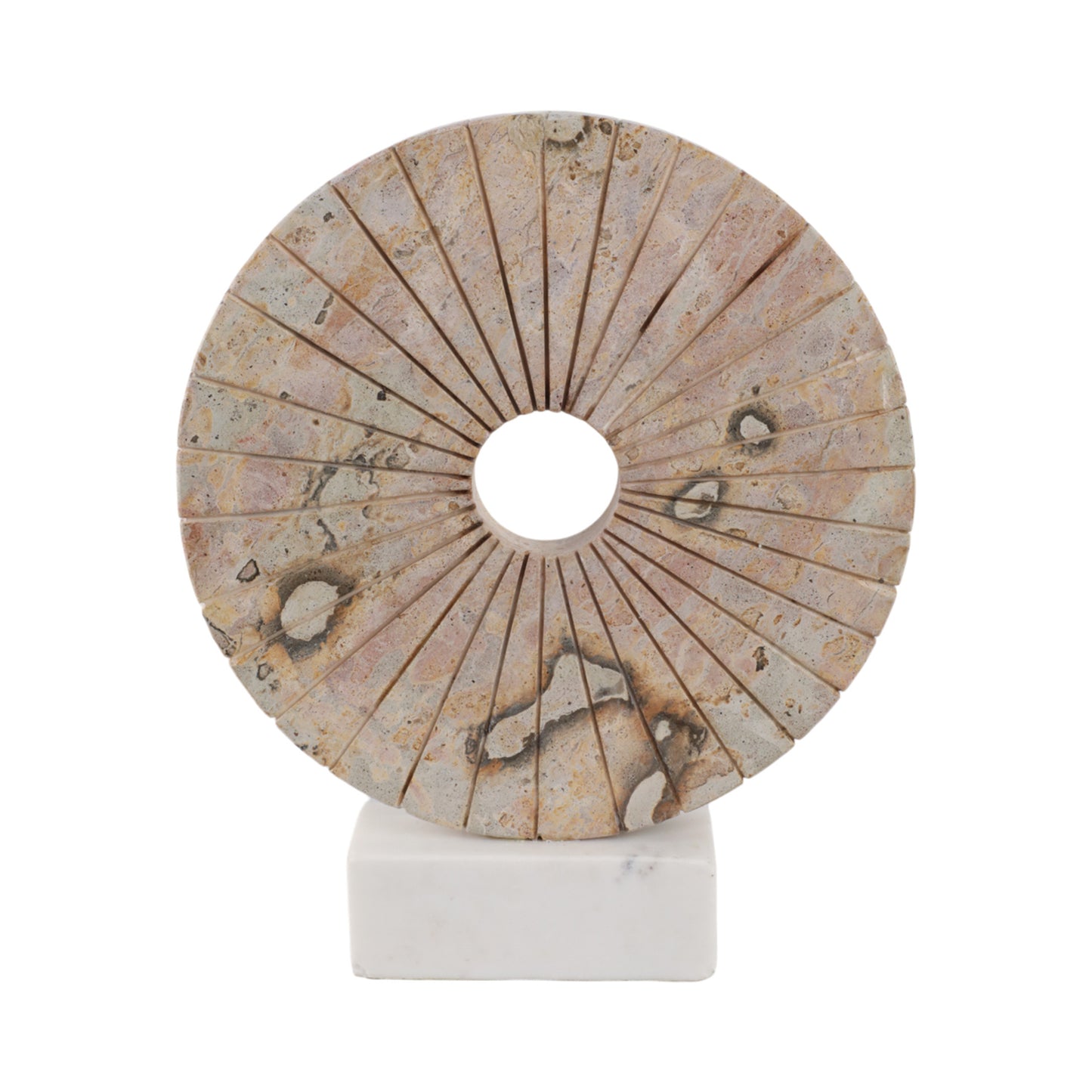 12" Beige Marble Disc Statuary