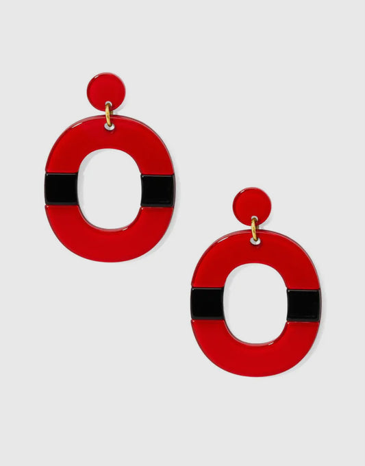 Red & Black Oval Earrings