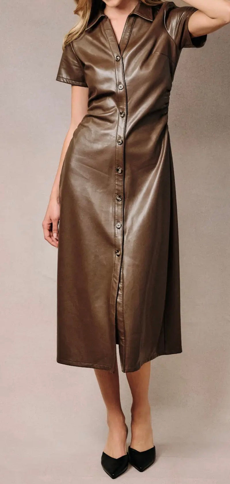 Mocha Faux Leather Dress