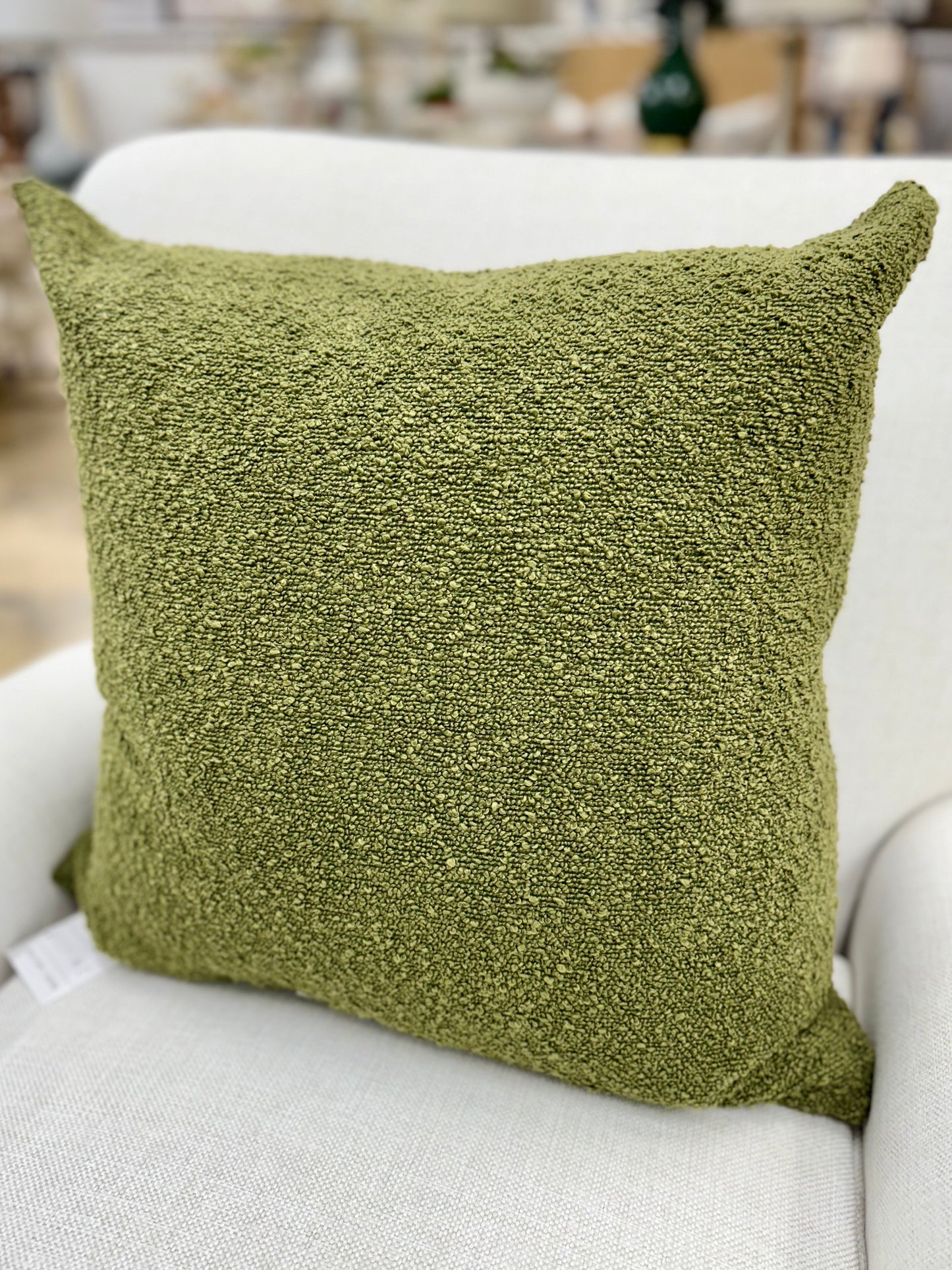 Dark Green Boucle Pillow 22"