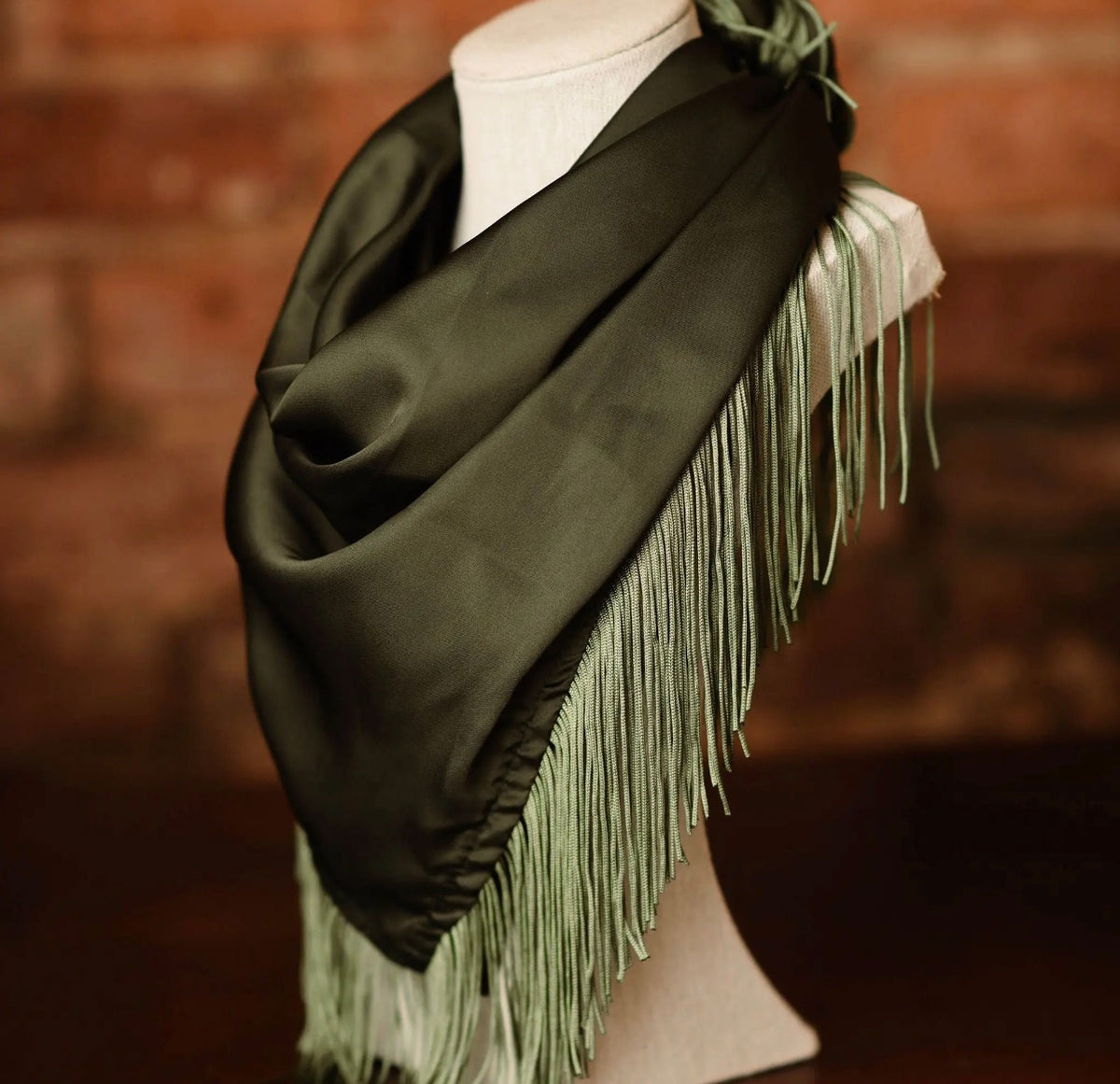 Olive Fringe Scarf