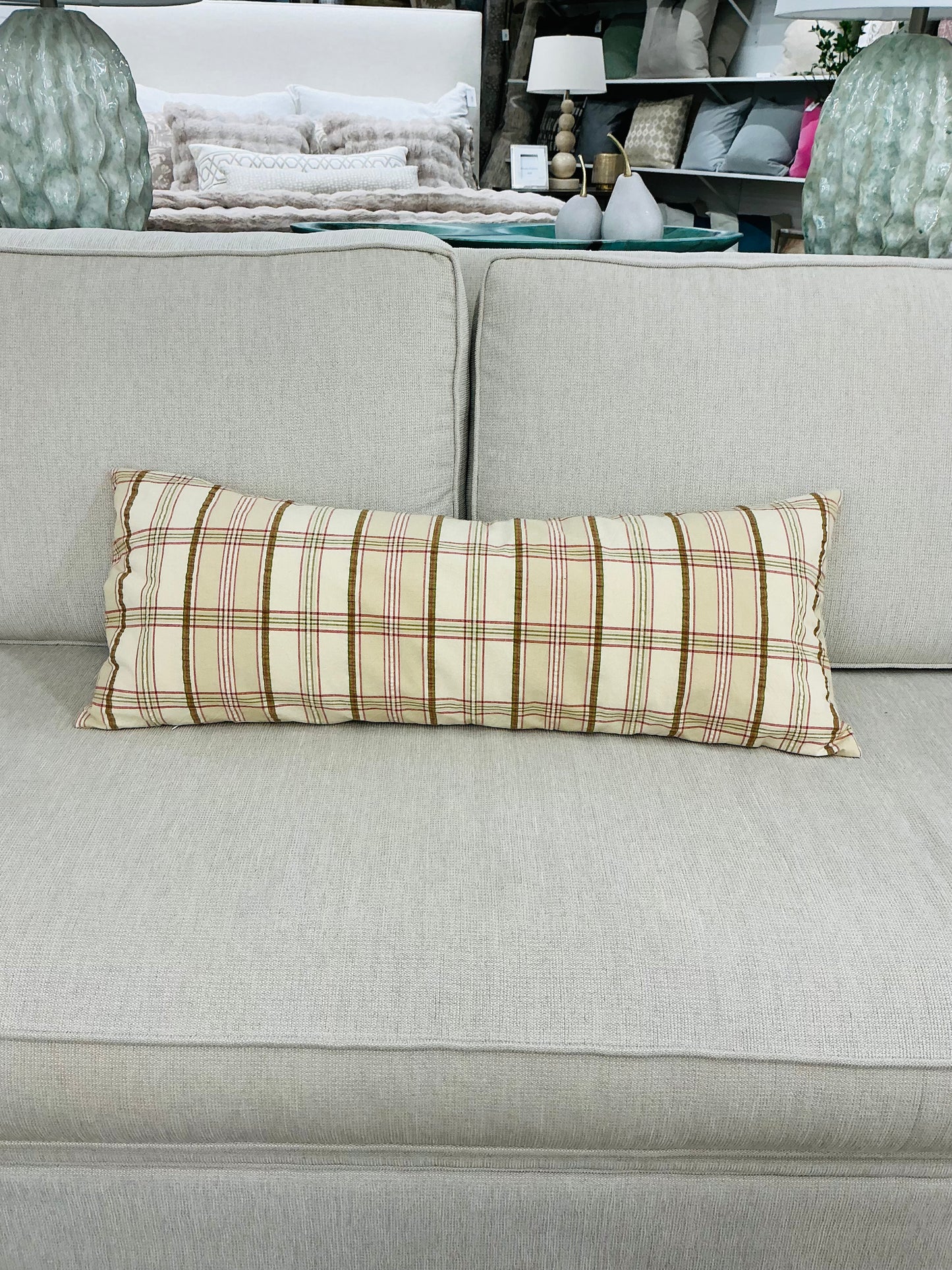 Plaid Beige Lumbar 14"x36"