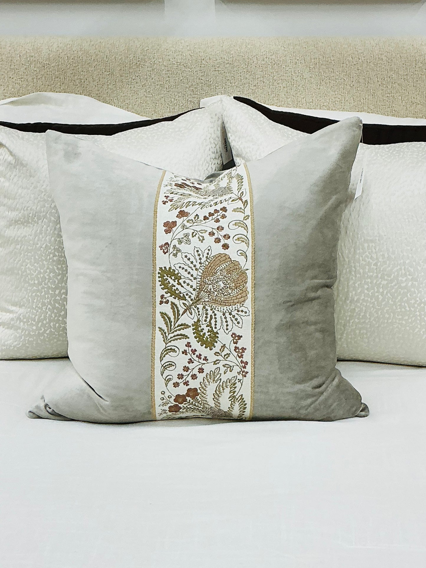Grey Birch Velvet Pillow 22"