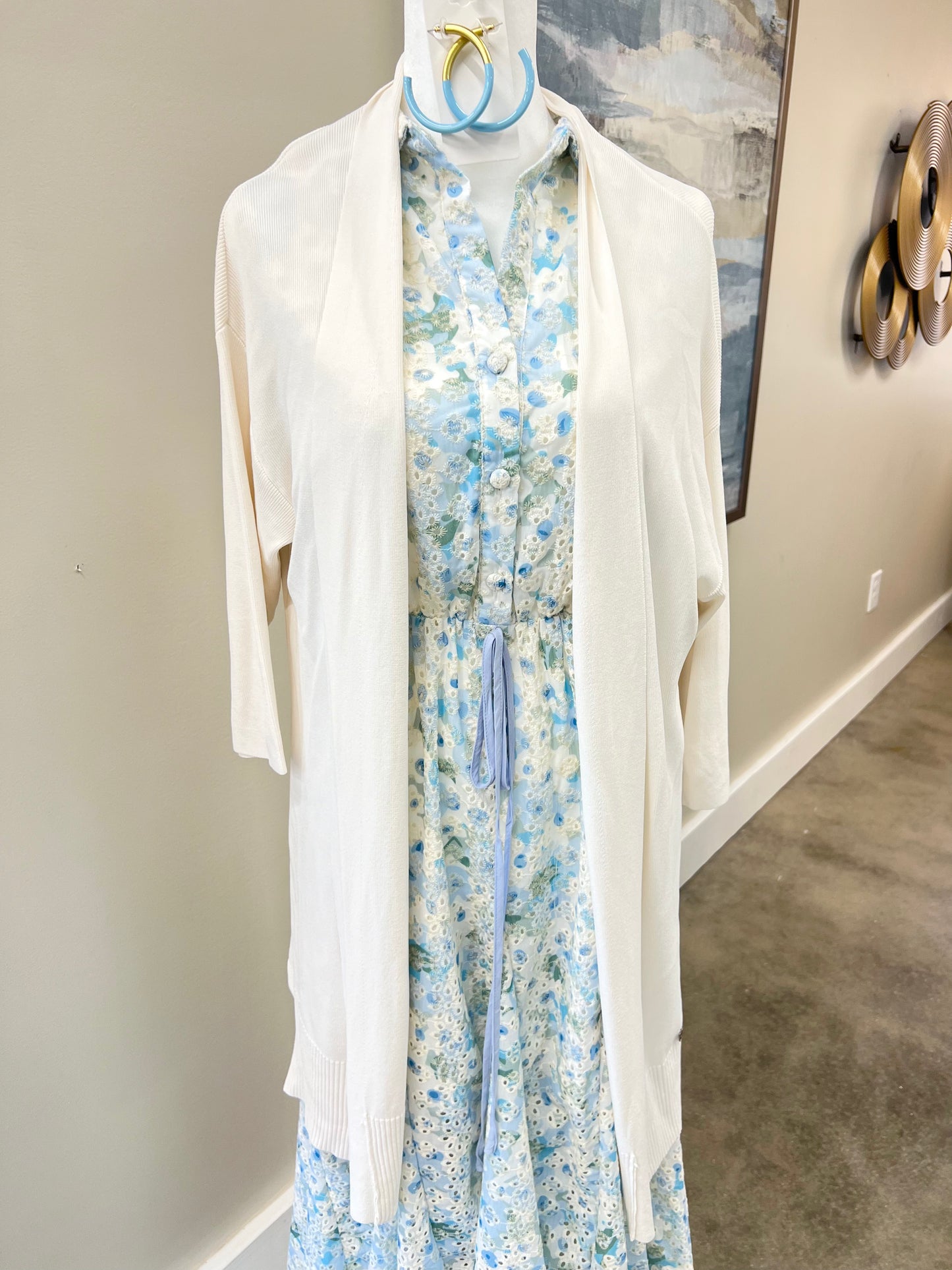 White Long Knit Cardigan