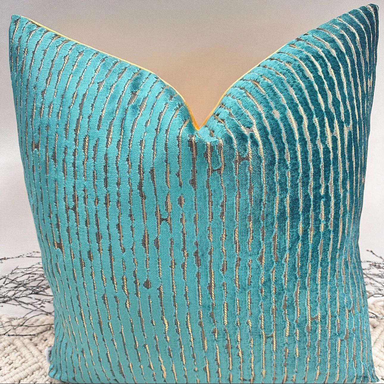 Teal & Gold Luxury Velvet Euro Pillow 26"