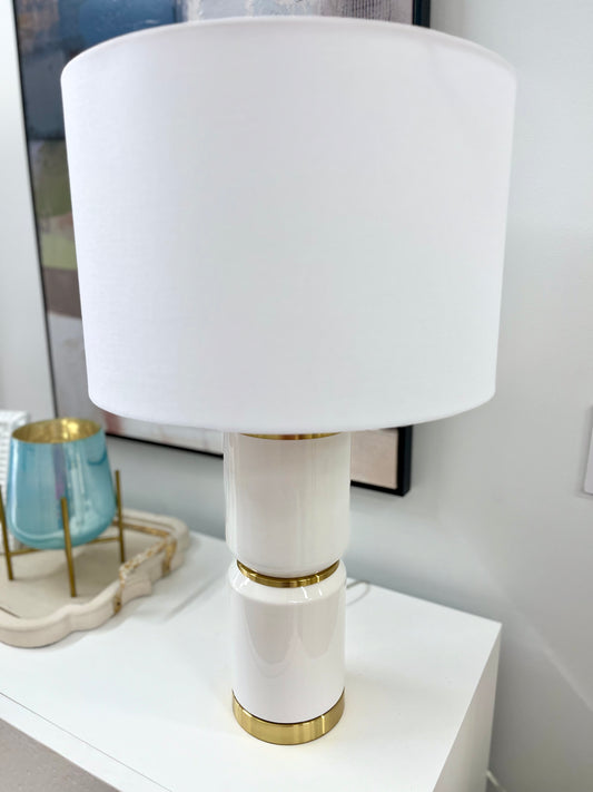 White & Gold Table Lamp 26"H