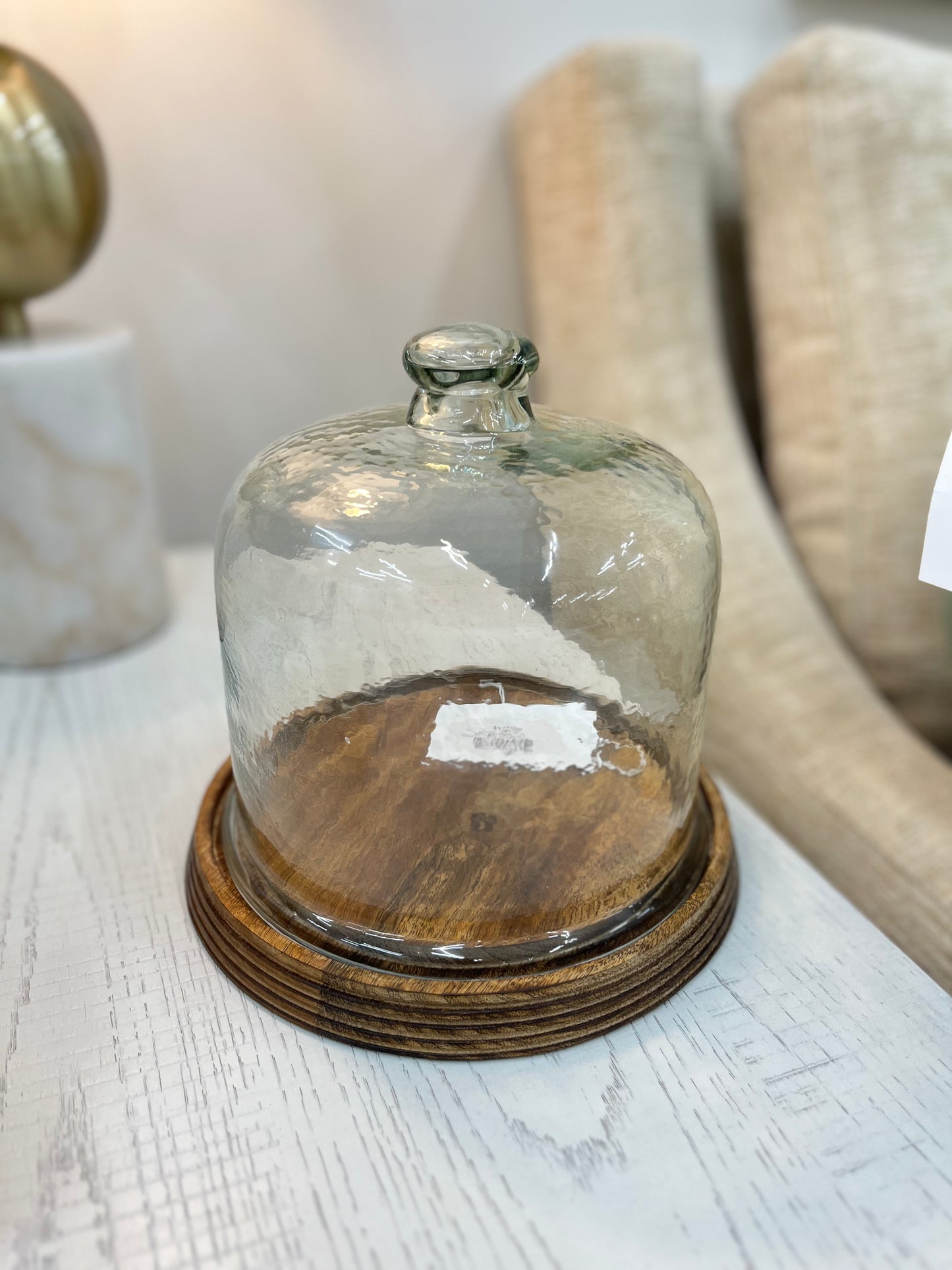 Glass Cloche w/Wood Tray