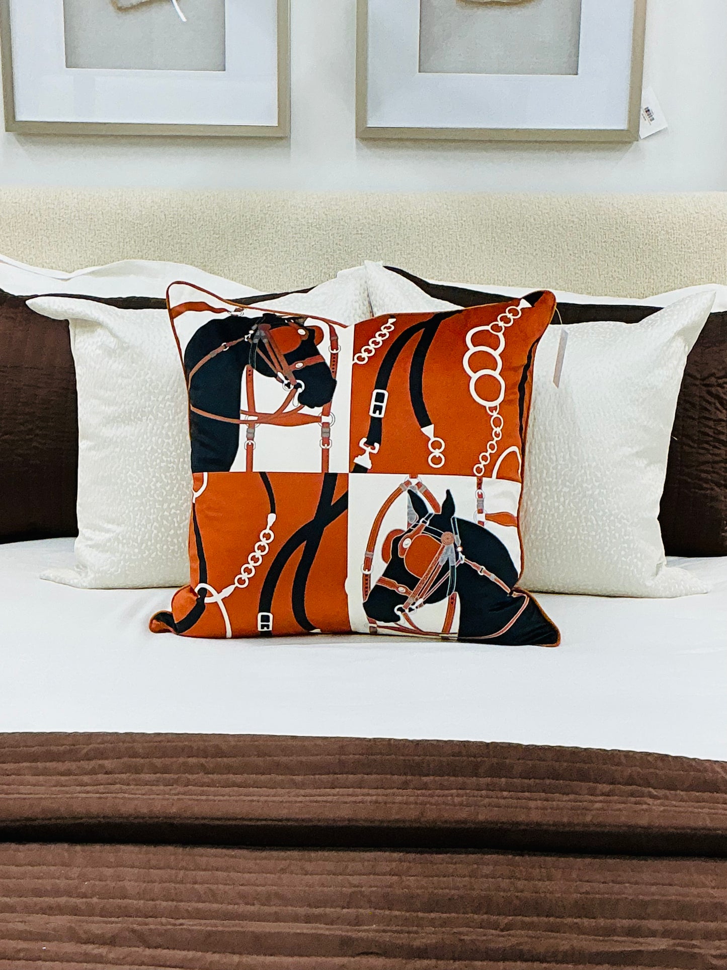 Equestrian Velvet Pillow 22"