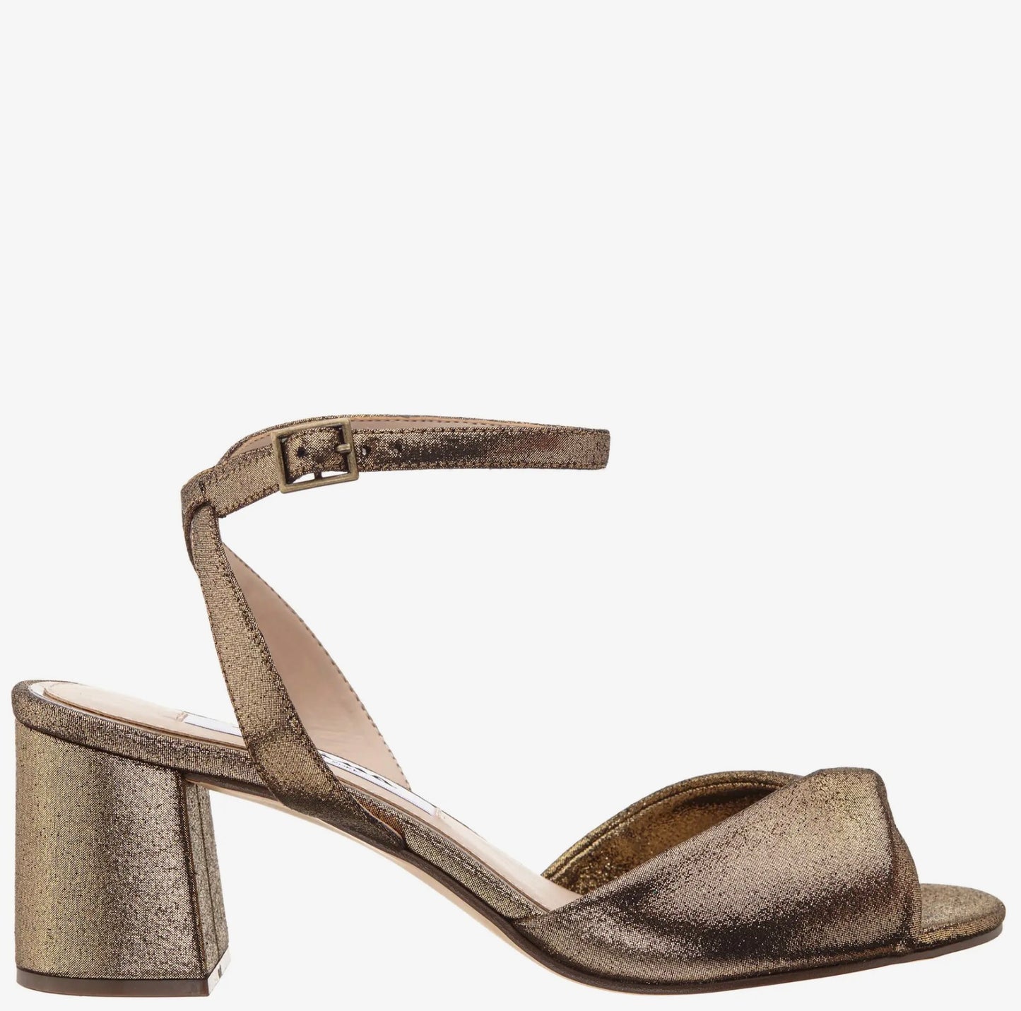Bronze Metallic Block Heel Sandal