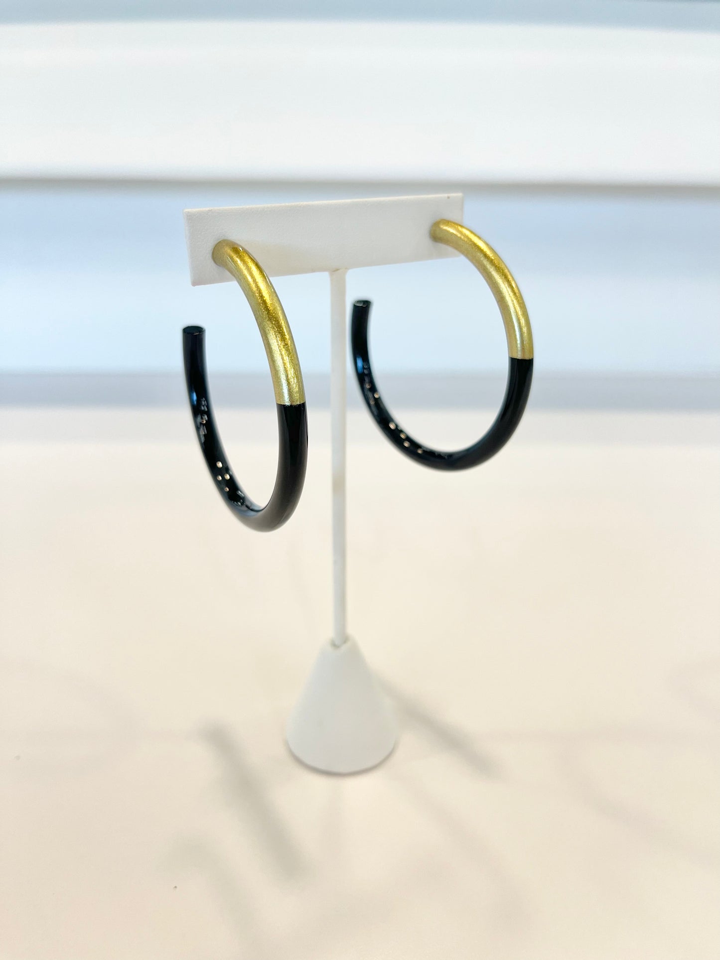 Large Black & Gold Hoop Earrings