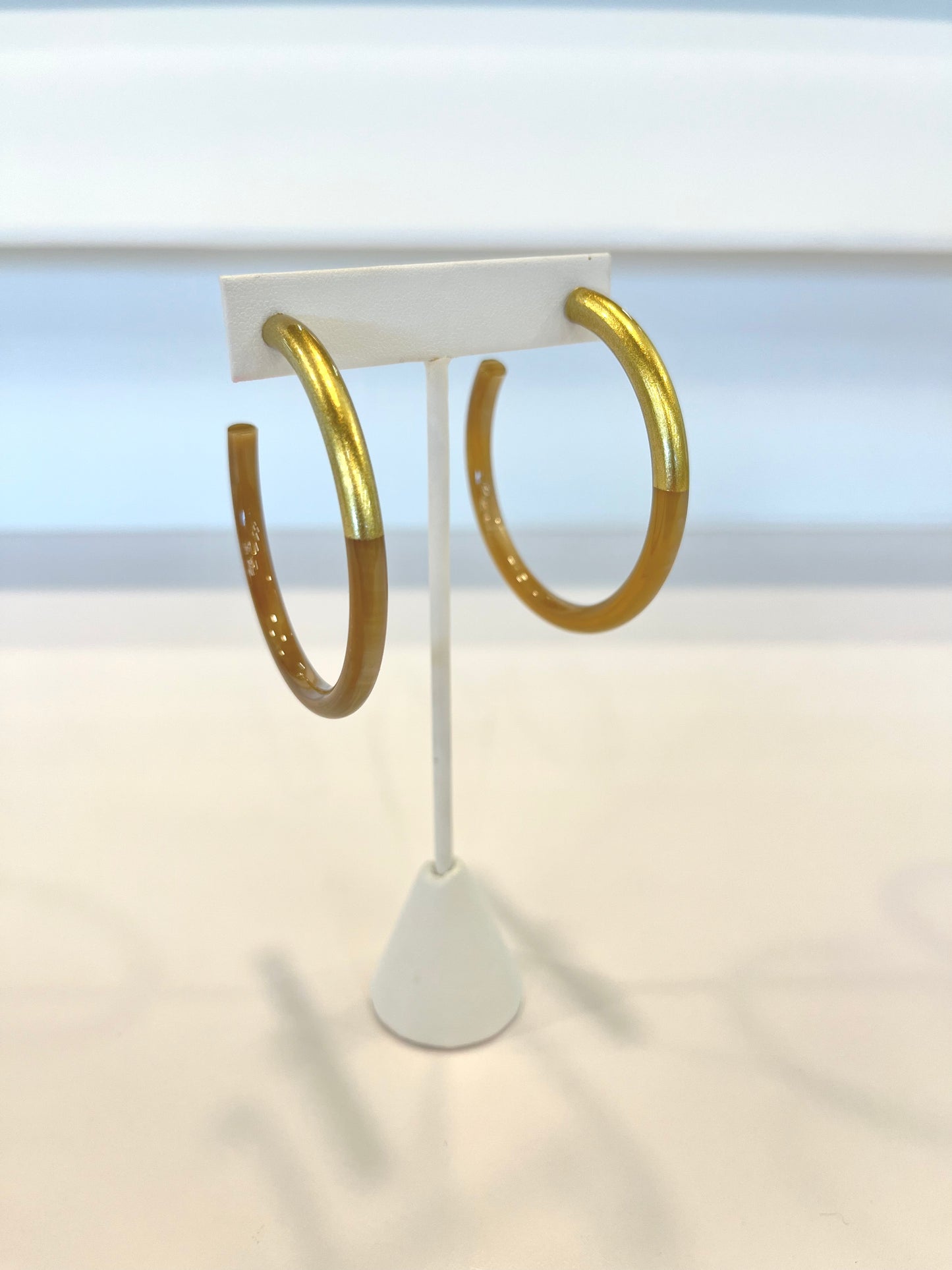 Large Brown & Gold Hoop Earrings