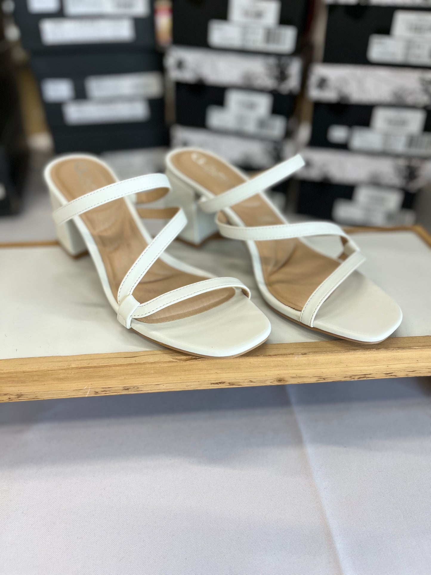 CL Blaine White Block Heel