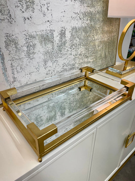 Gold & Acrylic Mirrored Tray