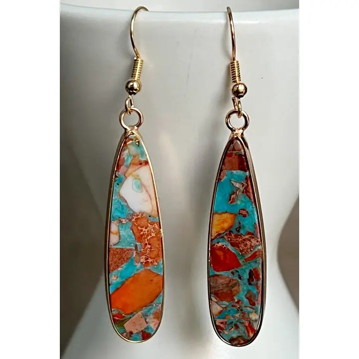 Gold w/Mixed Stone Drop Earring