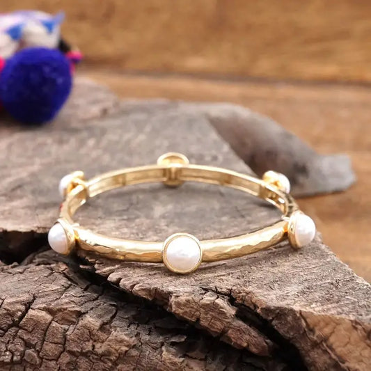 Gold Bangle w/ Pearls