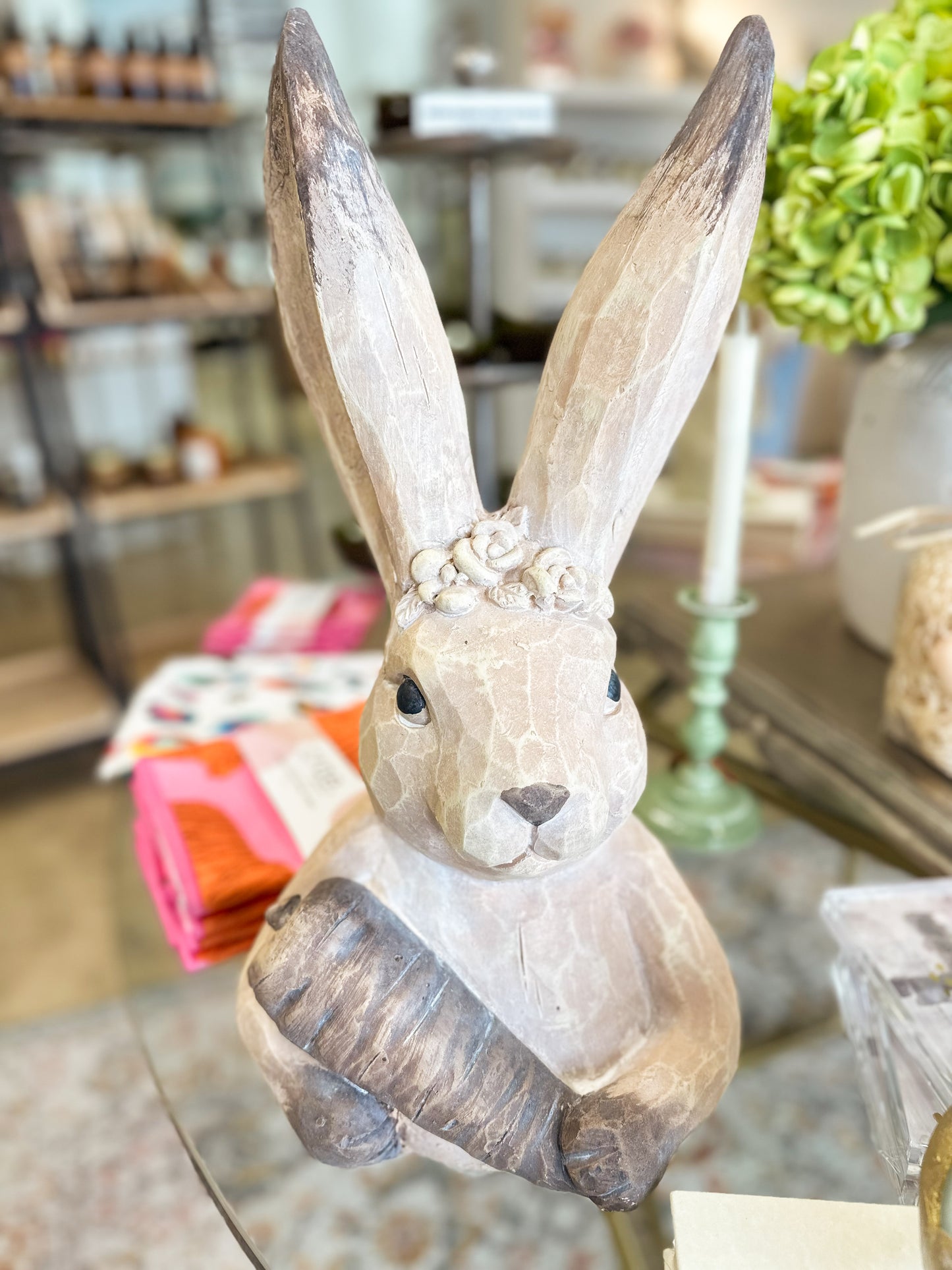 Brown Easter Flower Crown Bunny Bust