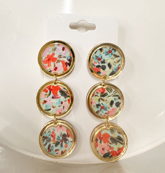 Floral Print Fabric Earrings