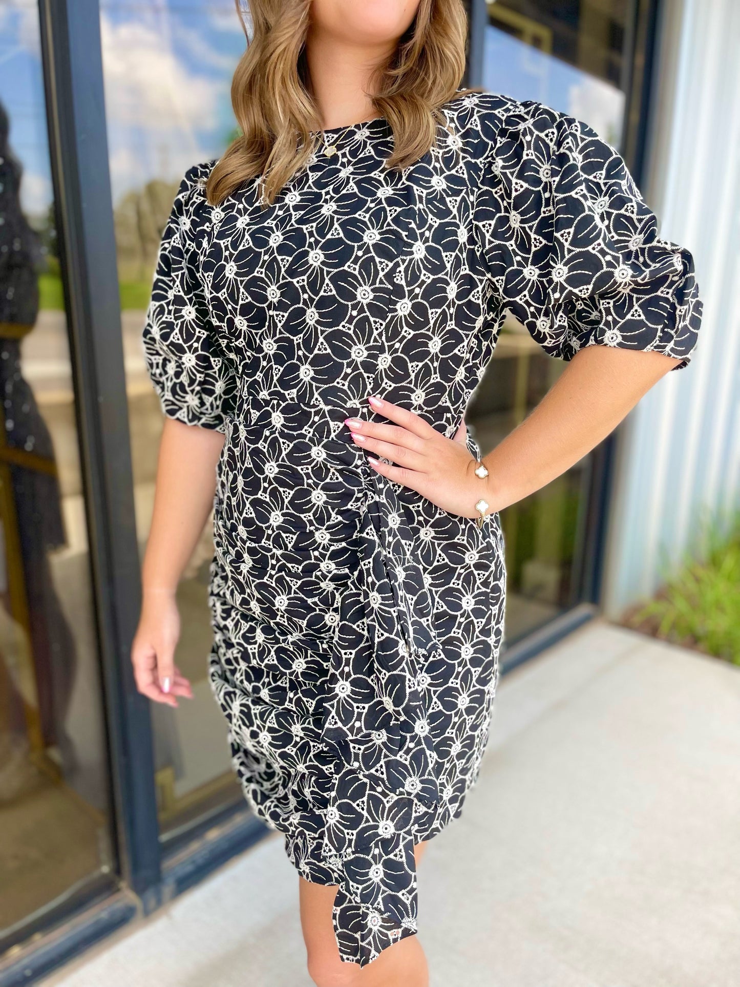 Black & White Embroidered Dress