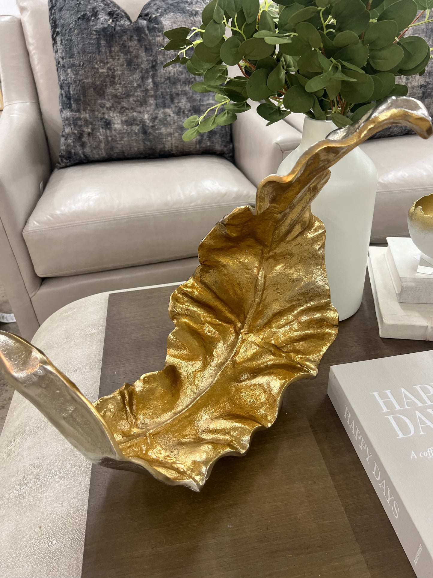 Two-Toned Leaf Sculpture 14"h