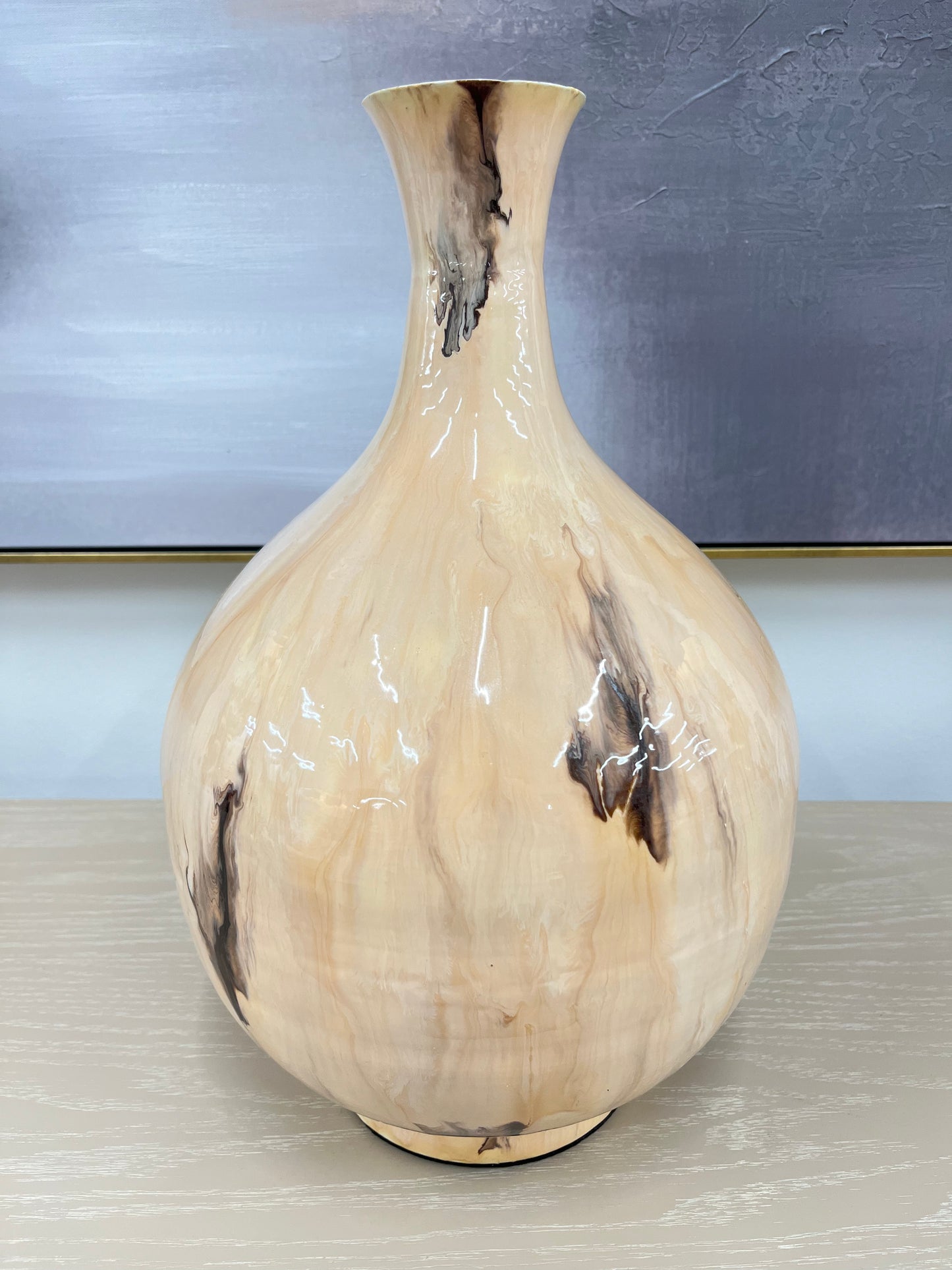 Cream Abstract Metal Vases